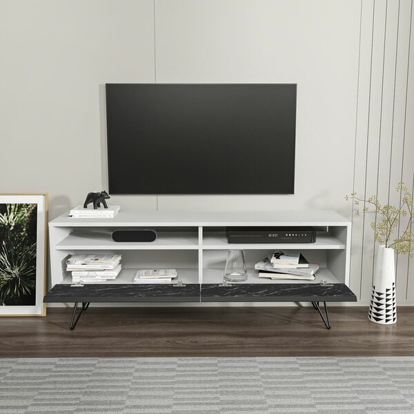 Hanah Home TV Stand White Bendire Flay - White, Bendire