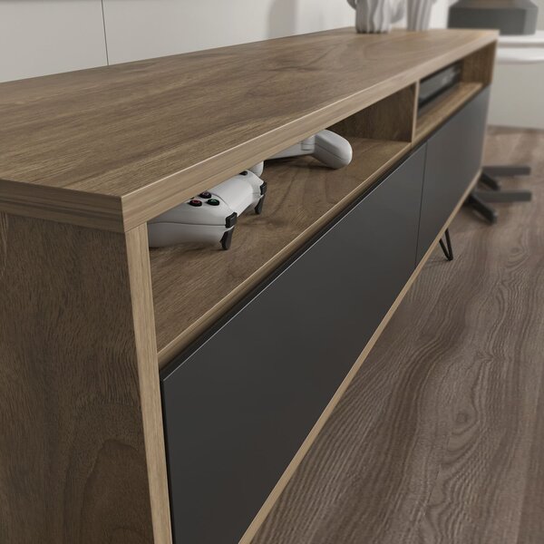 Hanah Home TV-állvány Flay - dió, fekete