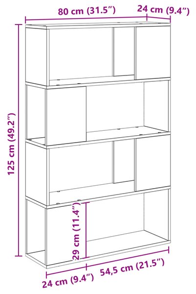 Könyvespolc Régi fa Szerelt fa 80 x 24 x 124 cm Polc