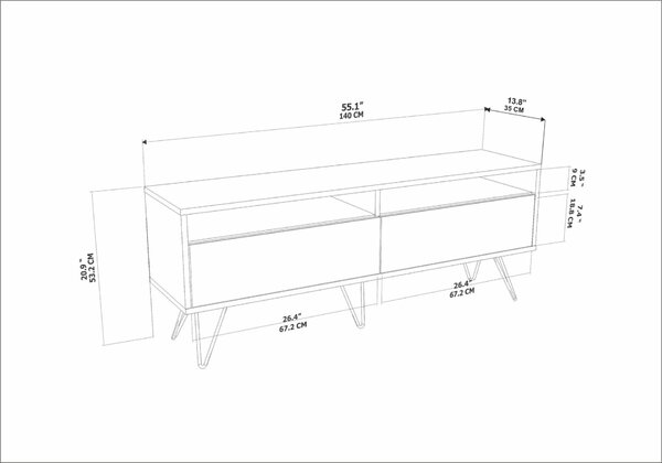 Hanah Home TV Stand White Bendire Flay - White, Bendire