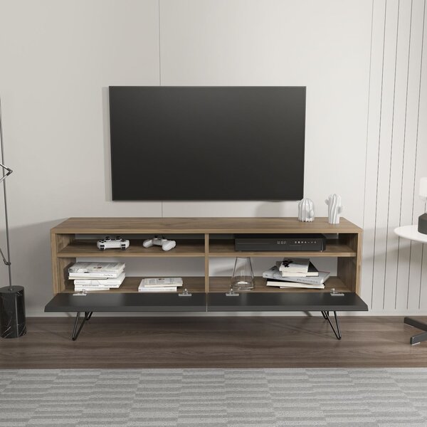 Hanah Home TV-állvány Flay - dió, fekete