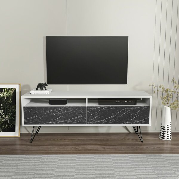 Hanah Home TV Stand White Bendire Flay - White, Bendire