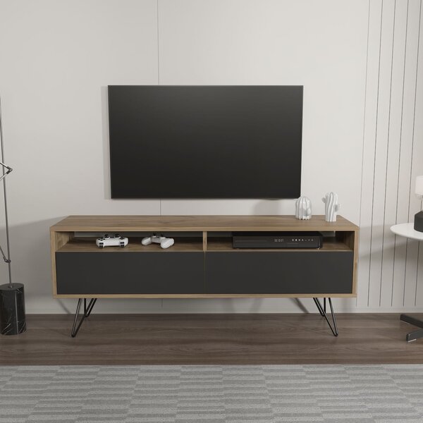 Hanah Home TV-állvány Flay - dió, fekete