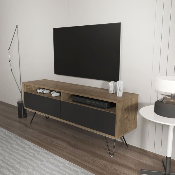 Hanah Home TV-állvány Flay - dió, fekete