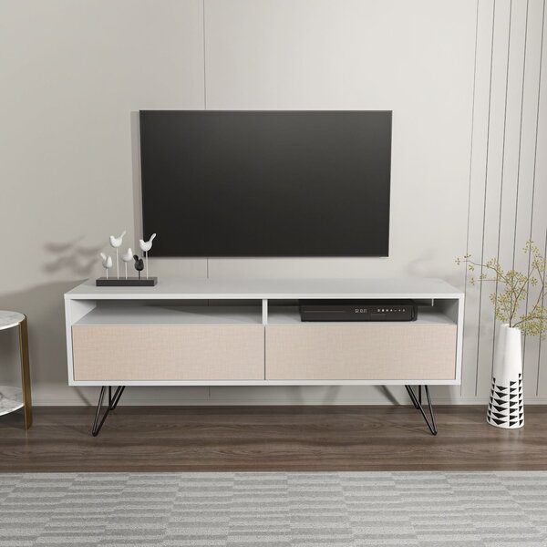 Hanah Home TV állvány, fehér, bézs Flay - fehér, bézs