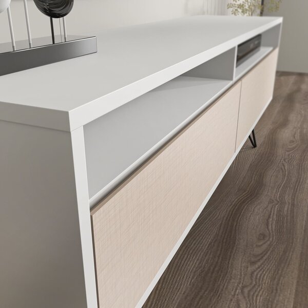 Hanah Home TV állvány, fehér, bézs Flay - fehér, bézs
