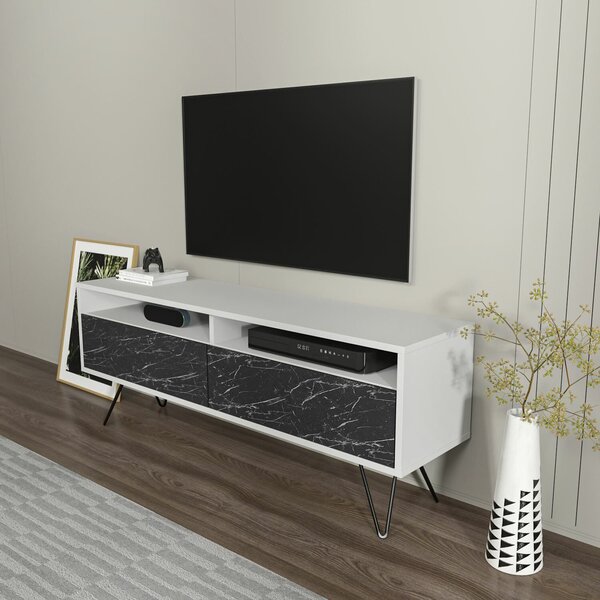 Hanah Home TV Stand White Bendire Flay - White, Bendire