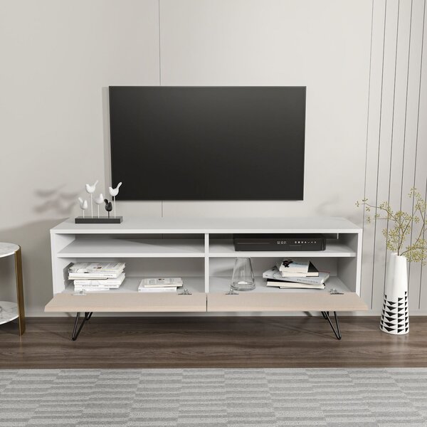 Hanah Home TV állvány, fehér, bézs Flay - fehér, bézs