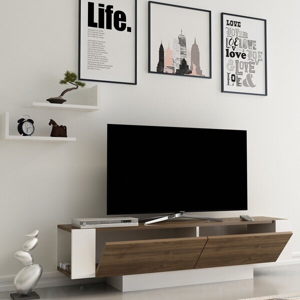 Hanah Home TV állvány dió, White Matera - dió, fehér