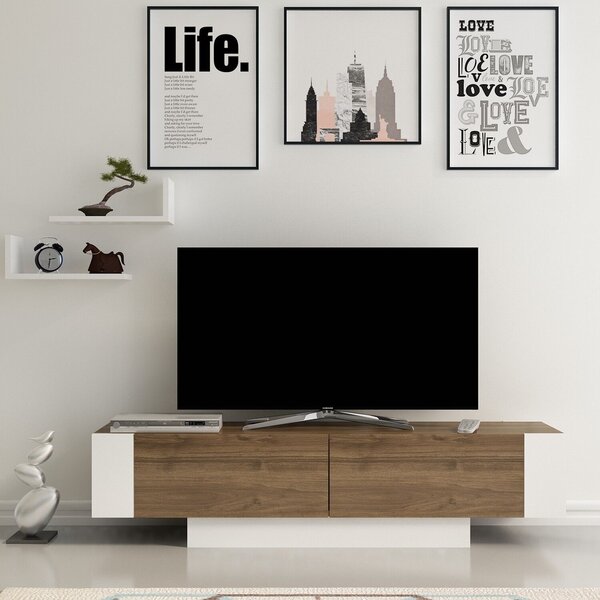 Hanah Home TV állvány dió, White Matera - dió, fehér
