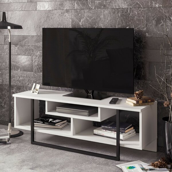 Hanah Home TV Stand White Black Asal (120) - White, Black