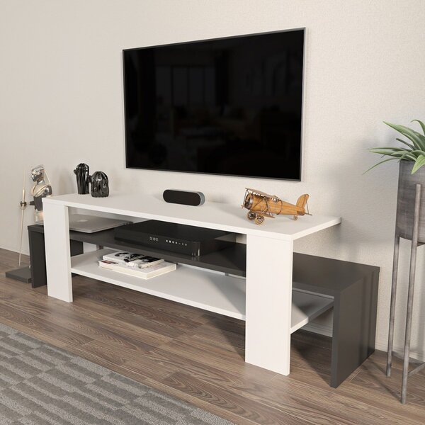 Hanah Home TV állvány fehér antracit Lenora - fehér, antracit