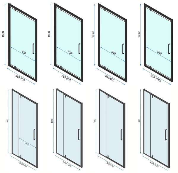 Rea Rapid Swing, 3 falú zuhanykabin 90 (ajtó) x 100 (fal) x 100 (fal) x 195 cm, 6mm átlátszó üveg, arany fényes profil, KPL-009924
