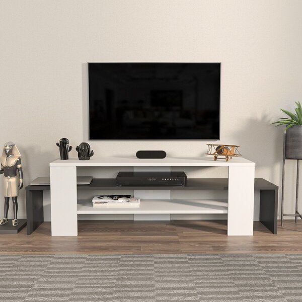 Hanah Home TV állvány fehér antracit Lenora - fehér, antracit