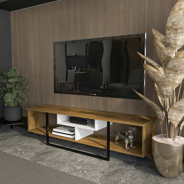 Hanah Home TV Stand White Black Oak Asal (150) - Oak, White, Black