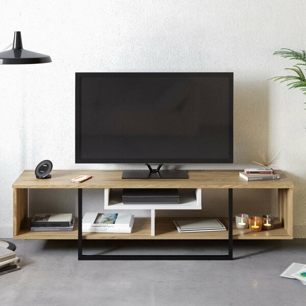 Hanah Home TV Stand White Black Oak Asal (150) - Oak, White, Black