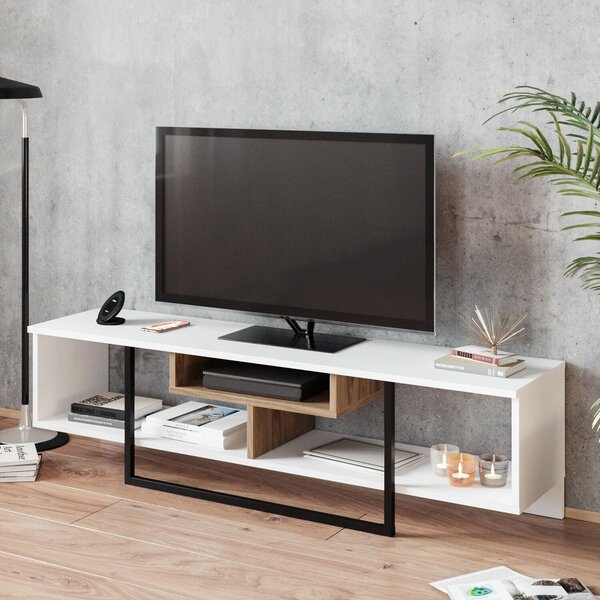 Hanah Home TV állvány Fehér Fekete Tölgy Asal (150) - Fehér, Ud, Fekete