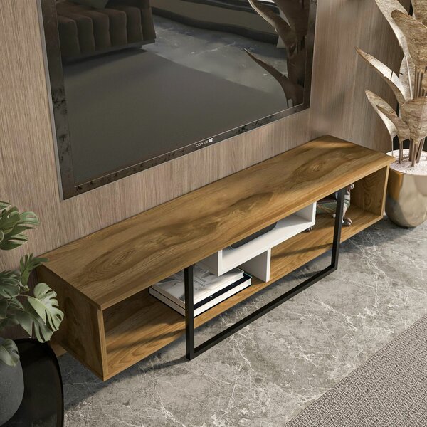 Hanah Home TV Stand White Black Oak Asal (150) - Oak, White, Black