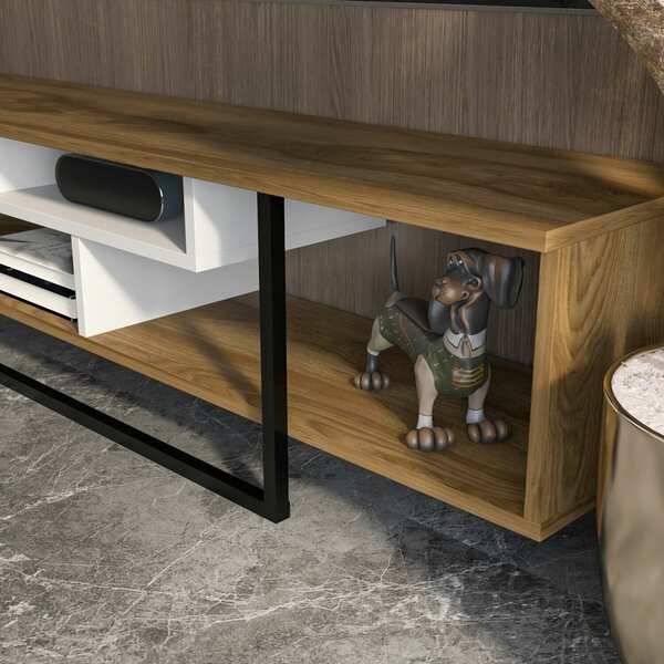Hanah Home TV Stand White Black Oak Asal (150) - Oak, White, Black