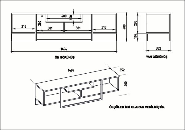 Hanah Home TV Stand White Black Oak Asal (150) - Oak, White, Black