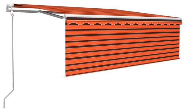 Narancssárga-barna kézzel kihúzható napellenző redőnnyel 4x3 m