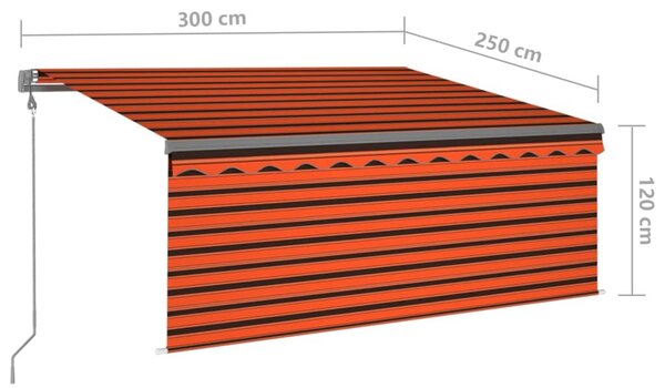 Narancssárga-barna automata napellenző redőnnyel 3 x 2,5 m