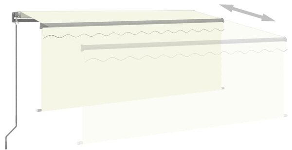 Krémszínű kézzel kihúzható LED-es napellenző redőnnyel 3x2,5 m