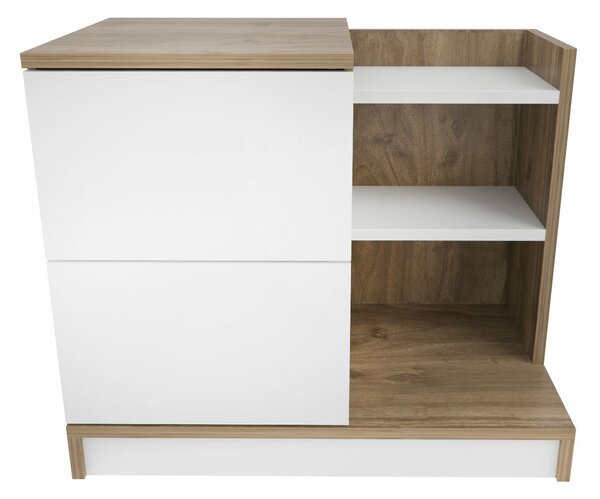 Hanah Home WhiteOak Rena éjjeliszekrény - Fehér, Tölgy