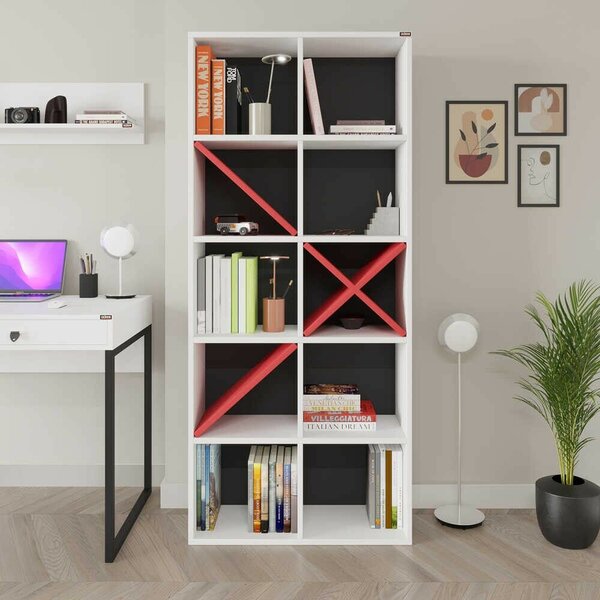Hanah Home könyvespolc WhiteRed Ktp-910-Bk-1