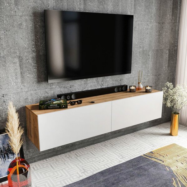 Hanah Home TV állvány, fehér, diófa Poling - Fehér, Diófa