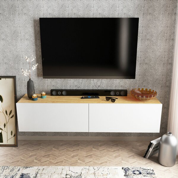 Hanah Home TV állvány, fehér, diófa Poling - Fehér, Diófa