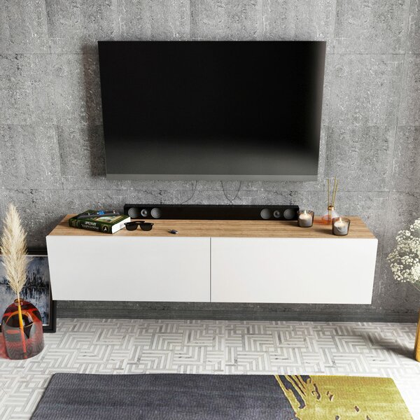 Hanah Home TV állvány, fehér, diófa Poling - Fehér, Diófa