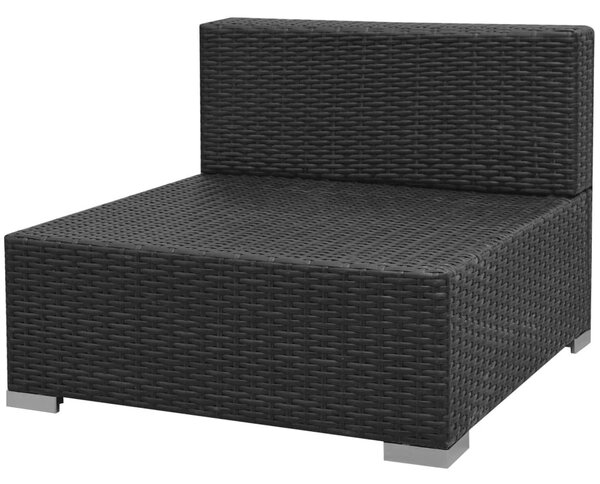 7 darabos fekete polyrattan kerti bútorszett napellenzővel
