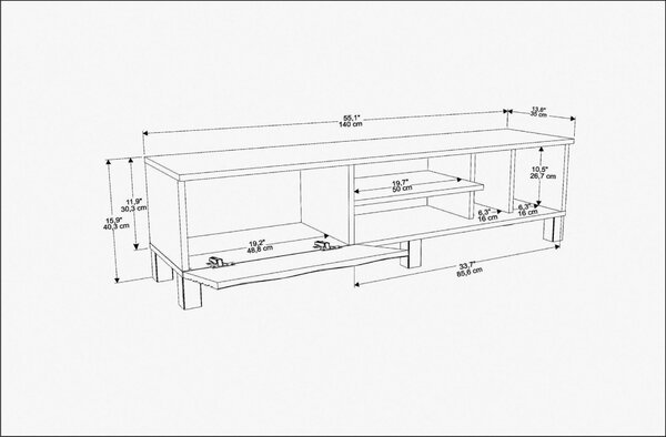 Hanah Home TV Stand Walnut White Olyo - Walnut, White