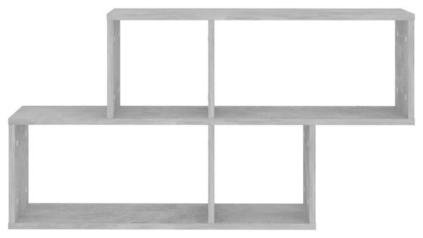 Betonszürke szerelt fa fali polc 100 x 18 x 53 cm