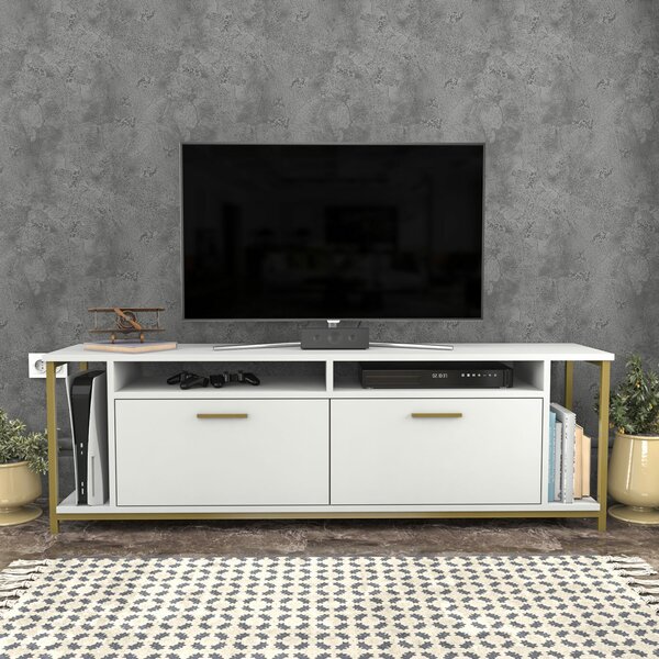 Hanah Home Omar TV állvány - Fehér, Arany