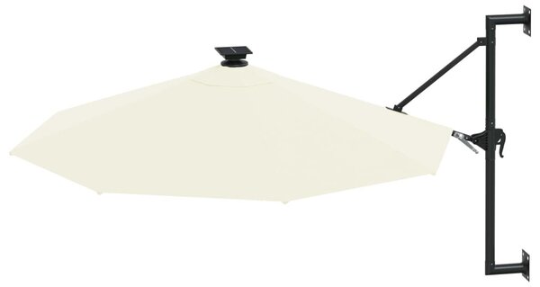 Homokszínű fali napernyő LED-ekkel és fémrúddal 300 cm