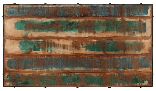 Tömör újrahasznosított fa kerekes dohányzóasztal 100x55x26 cm