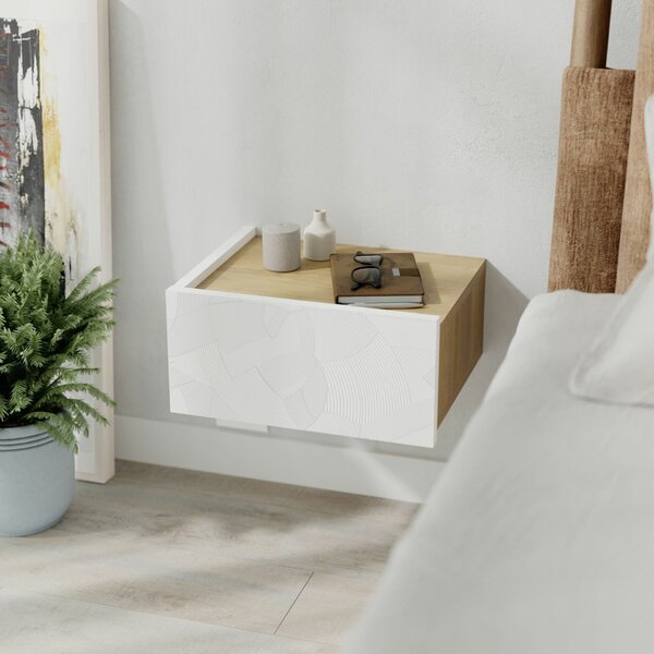 Hanah Home Éjjeliszekrény Fehér Tölgy Onda LED - Fehér, Tölgy