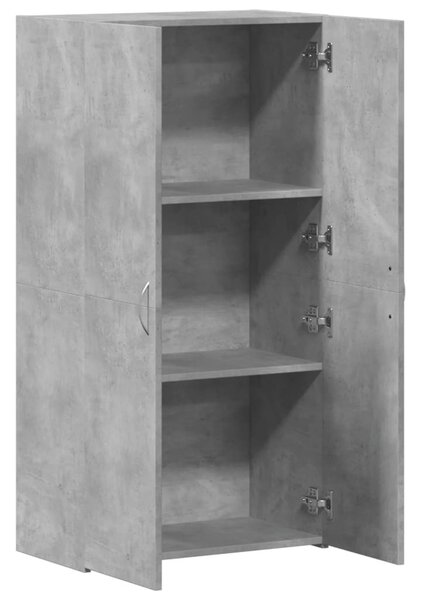 Betonszürke szerelt fa irattartó szekrény 60 x 32 x 115 cm