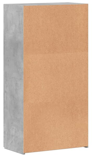 Betonszürke szerelt fa irattartó szekrény 60 x 32 x 115 cm
