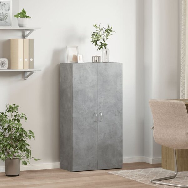 Betonszürke szerelt fa irattartó szekrény 60 x 32 x 115 cm