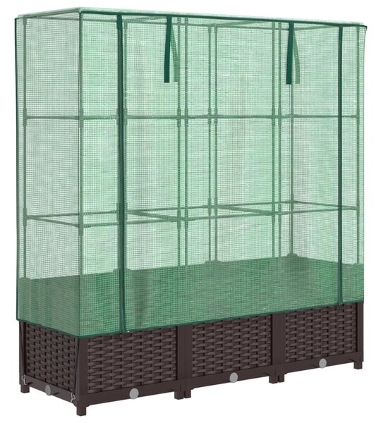 Rattan megjelenésű magaságyás melegháztakaróval 120x40x138 cm