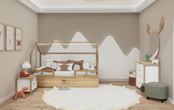 Hanah Home Éjjeliszekrény Világos dió Fehér Nisan 1600-025
