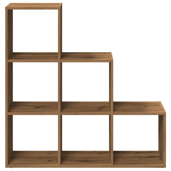 3 szintes kézműves tölgy fa elválasztó könyvespolc 99x29x99 cm