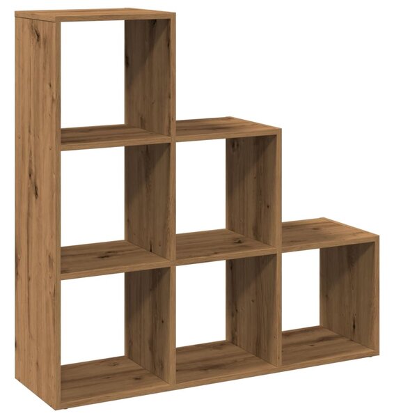 3 szintes kézműves tölgy fa elválasztó könyvespolc 99x29x99 cm