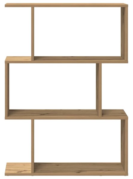 3 szintes kézműves tölgy fa elválasztó könyvespolc 70x24x97 cm