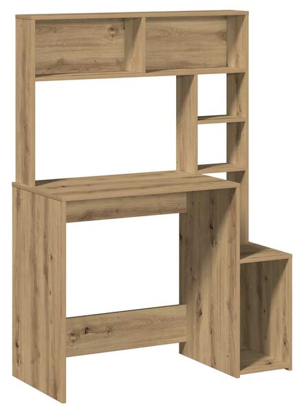 Kézműves tölgy szerelt fa íróasztal polcokkal 100x45x140 cm