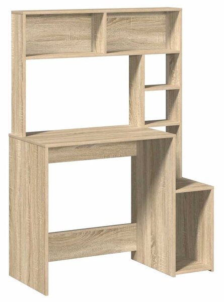 Sonoma tölgy szerelt fa íróasztal polcokkal 100x45x140 cm