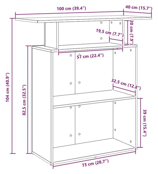 Recepciós pult sonoma tölgy 100x40x104 cm szerelt fa